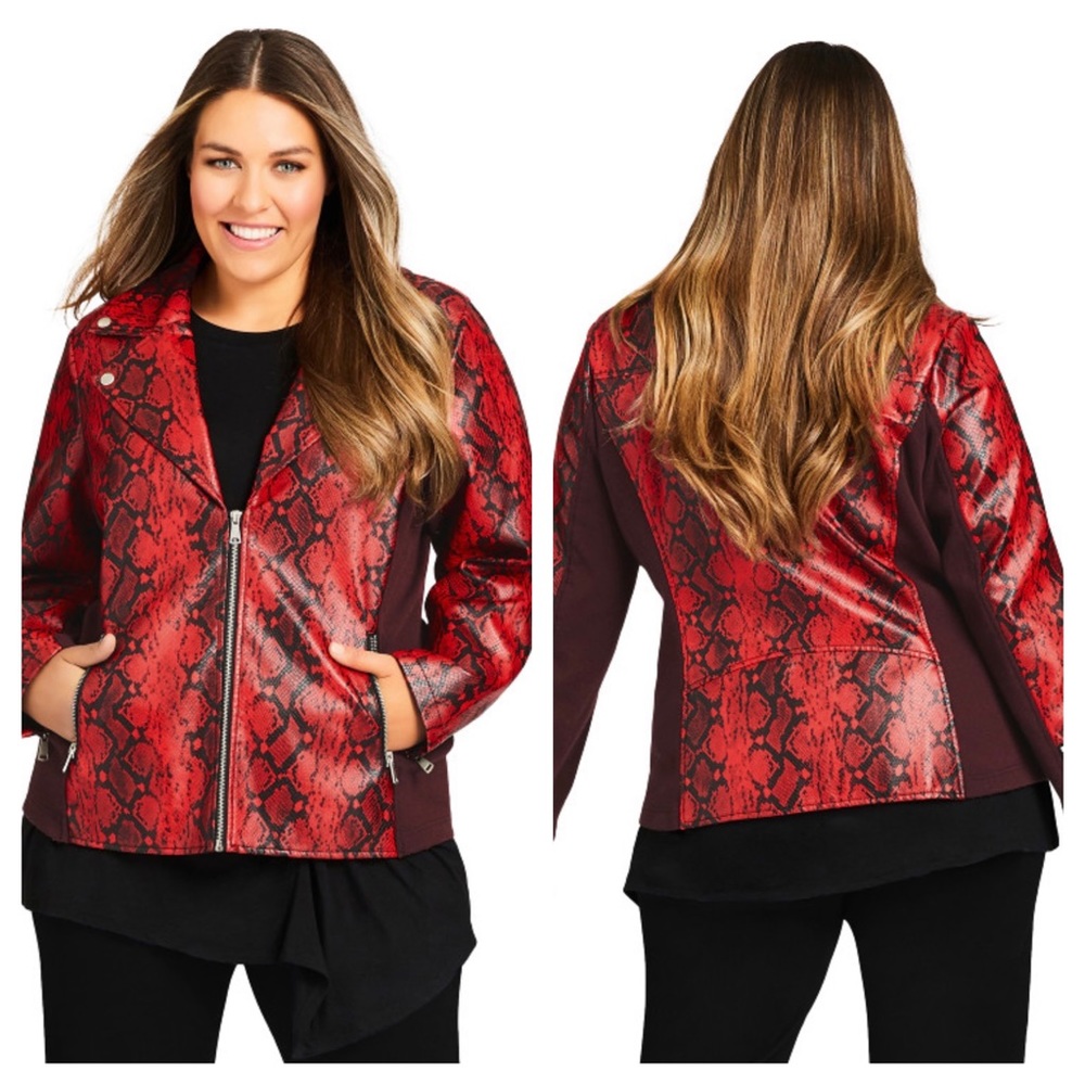Faux Snakeskin Moto Jacket Size 26/28W